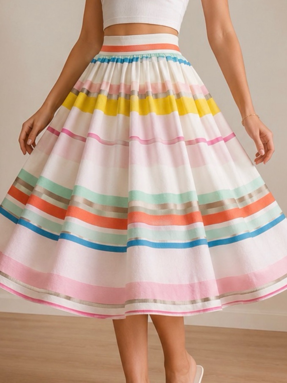 Kate spade new Colorful Striped Midi Skirt - Pastel Rainbow Stripes